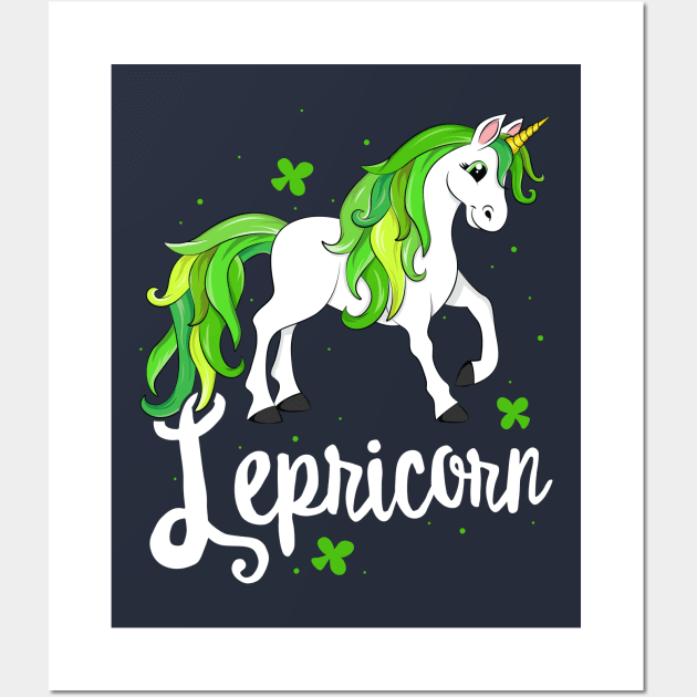 Lepricorn Leprechaun Unicorn T-Shirt St Patricks Day Kids Wall Art by 14thFloorApparel